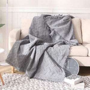 White Grid Cotton Blanket