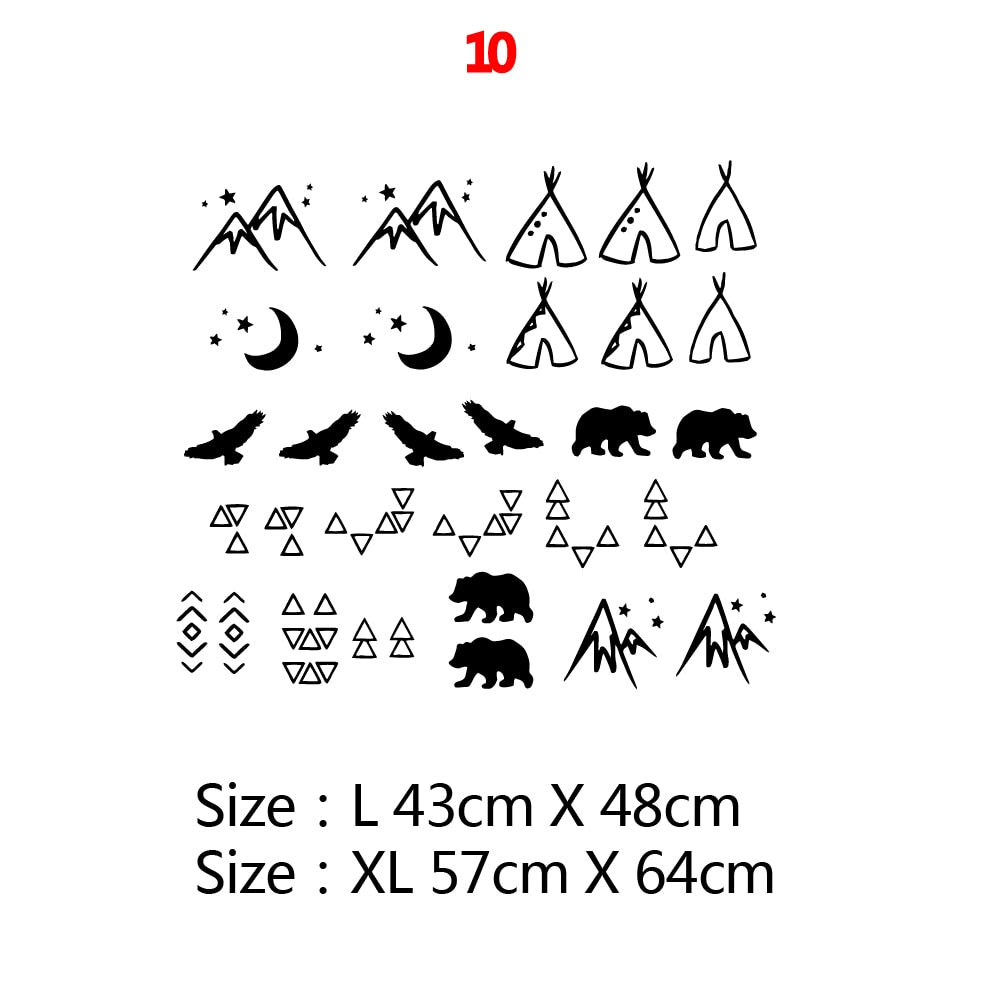 Cartoon Tribal Animals Vinyl Wall Sticker