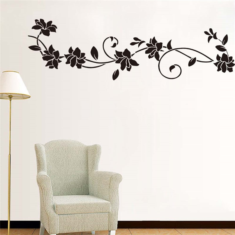 Black Flower Vine Wall Stickers