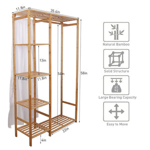 Bamboo Wood Clothing Garment Rack