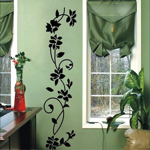 Black Flower Vine Wall Stickers