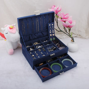 Korean Velvet Dark Green Jewelry Box