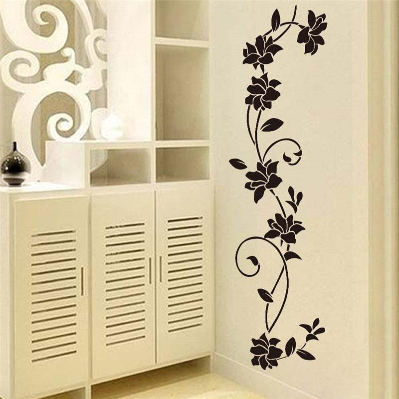 Black Flower Vine Wall Stickers