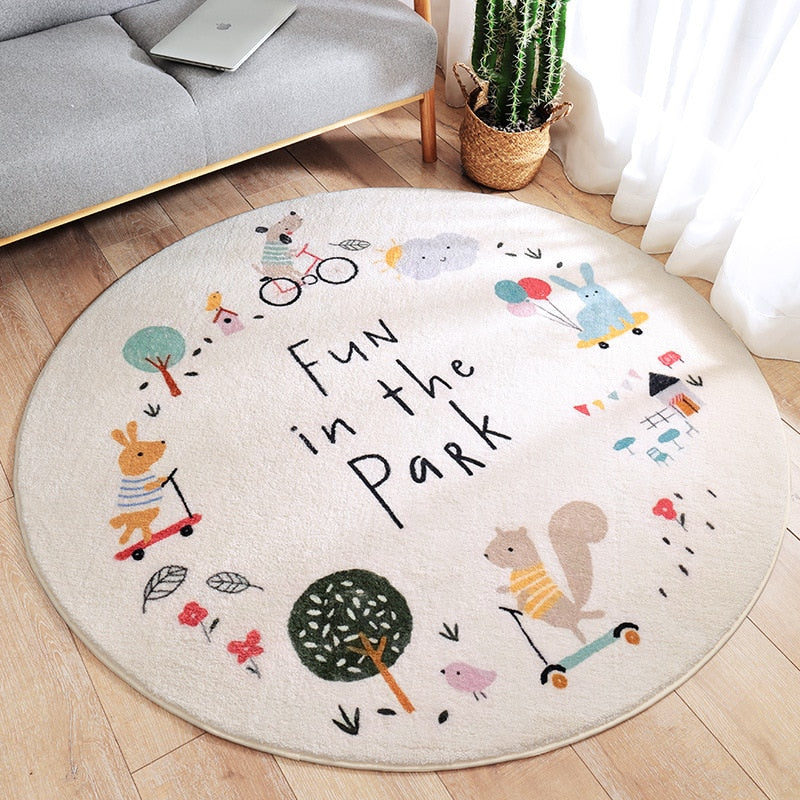 Cartoon Round Kids Bedroom Carpets