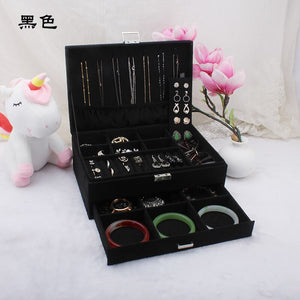 Korean Velvet Dark Green Jewelry Box