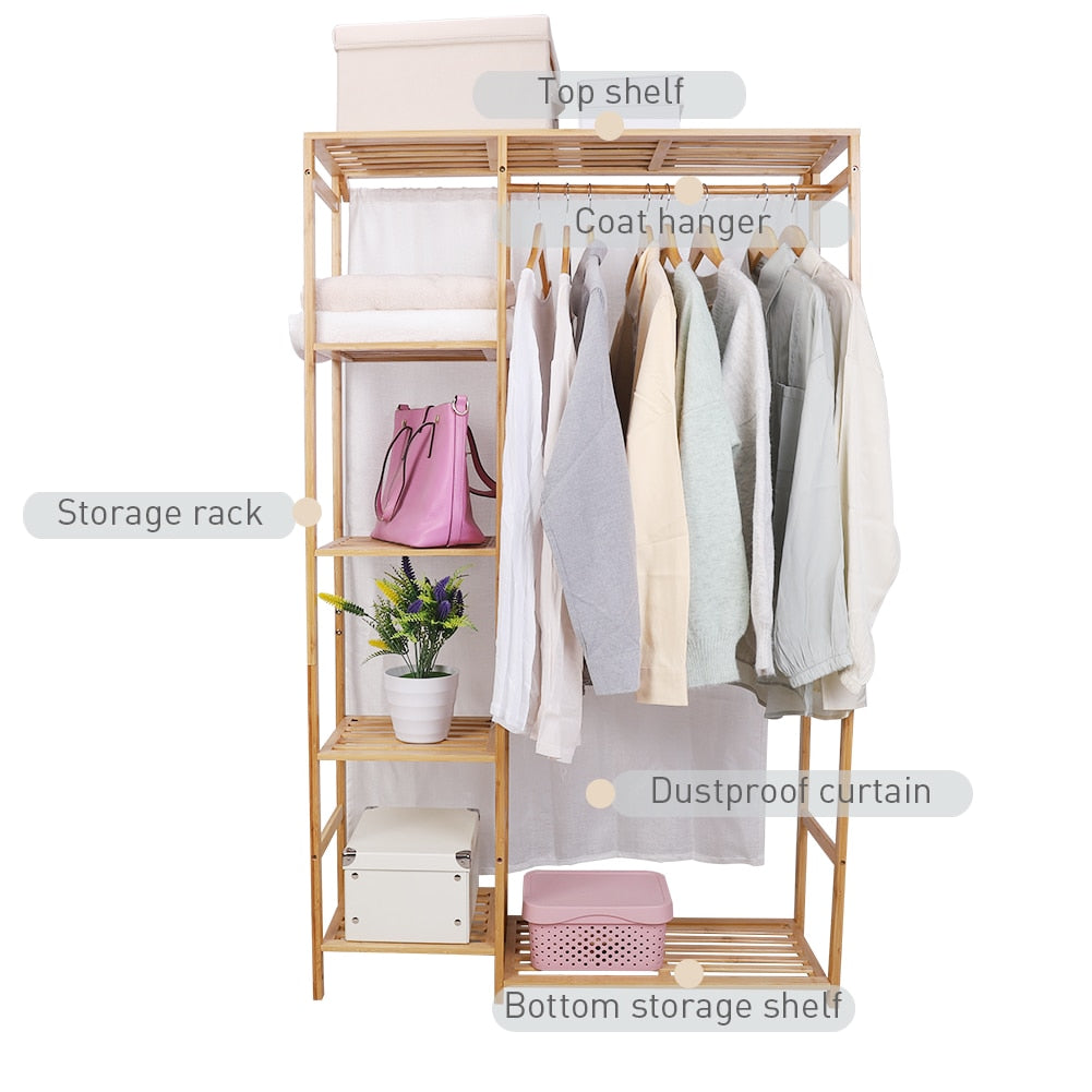 Bamboo Wood Clothing Garment Rack