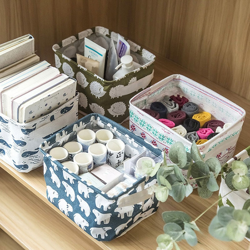 Linen Desktop Storage Basket