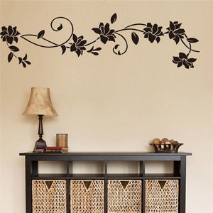 Black Flower Vine Wall Stickers