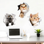 Hole View Vivid Cats 3D Wall Sticker