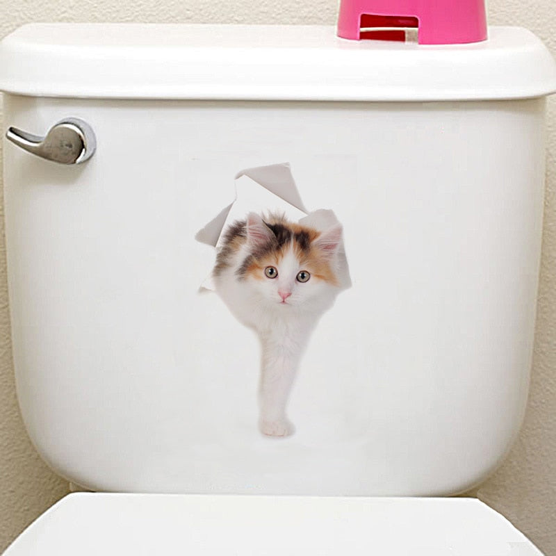 Hole View Vivid Cats 3D Wall Sticker