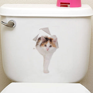 Hole View Vivid Cats 3D Wall Sticker