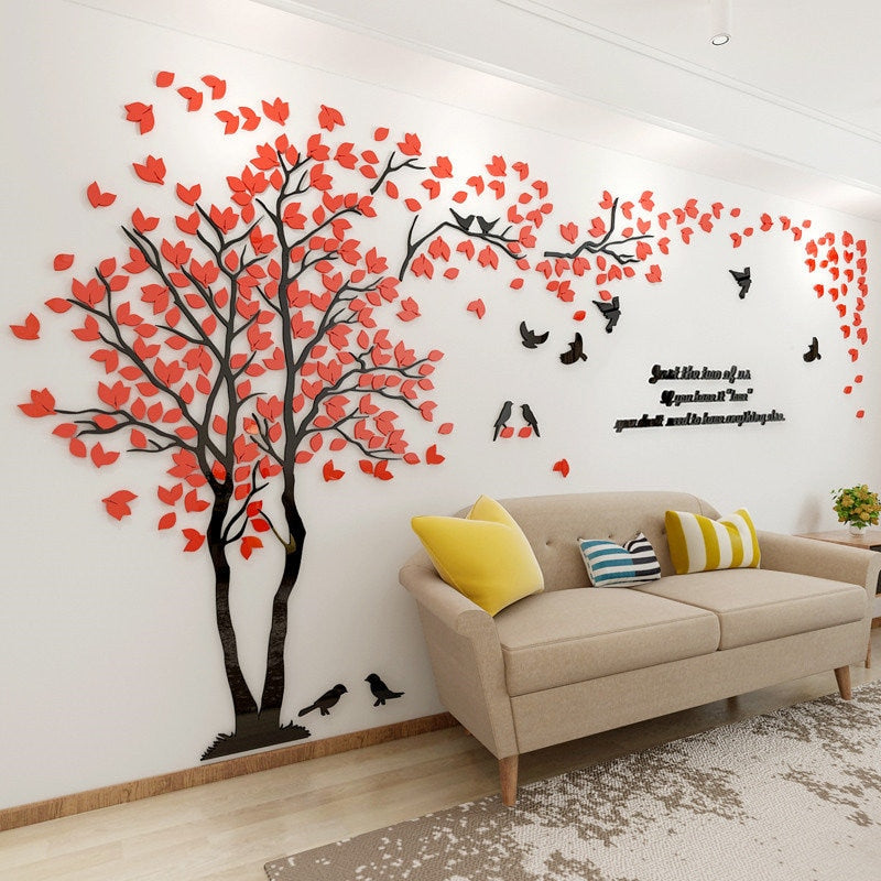 3D Tree Acrylic Mirror Wall Sticker