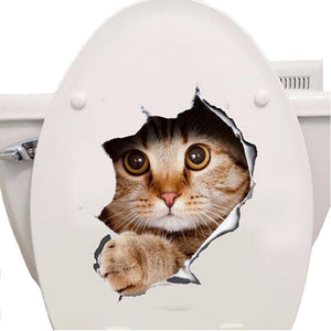 Hole View Vivid Cats 3D Wall Sticker