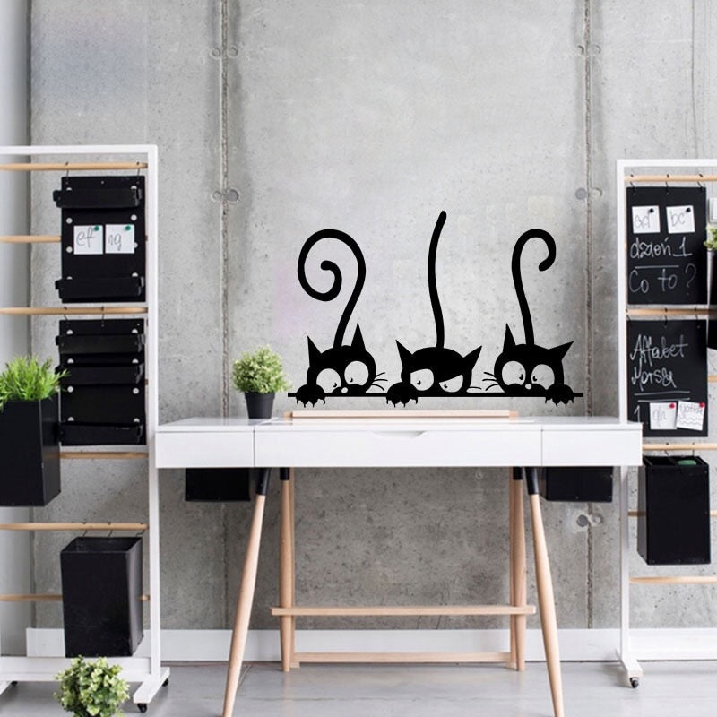 Three Black Cat Wall Stickers