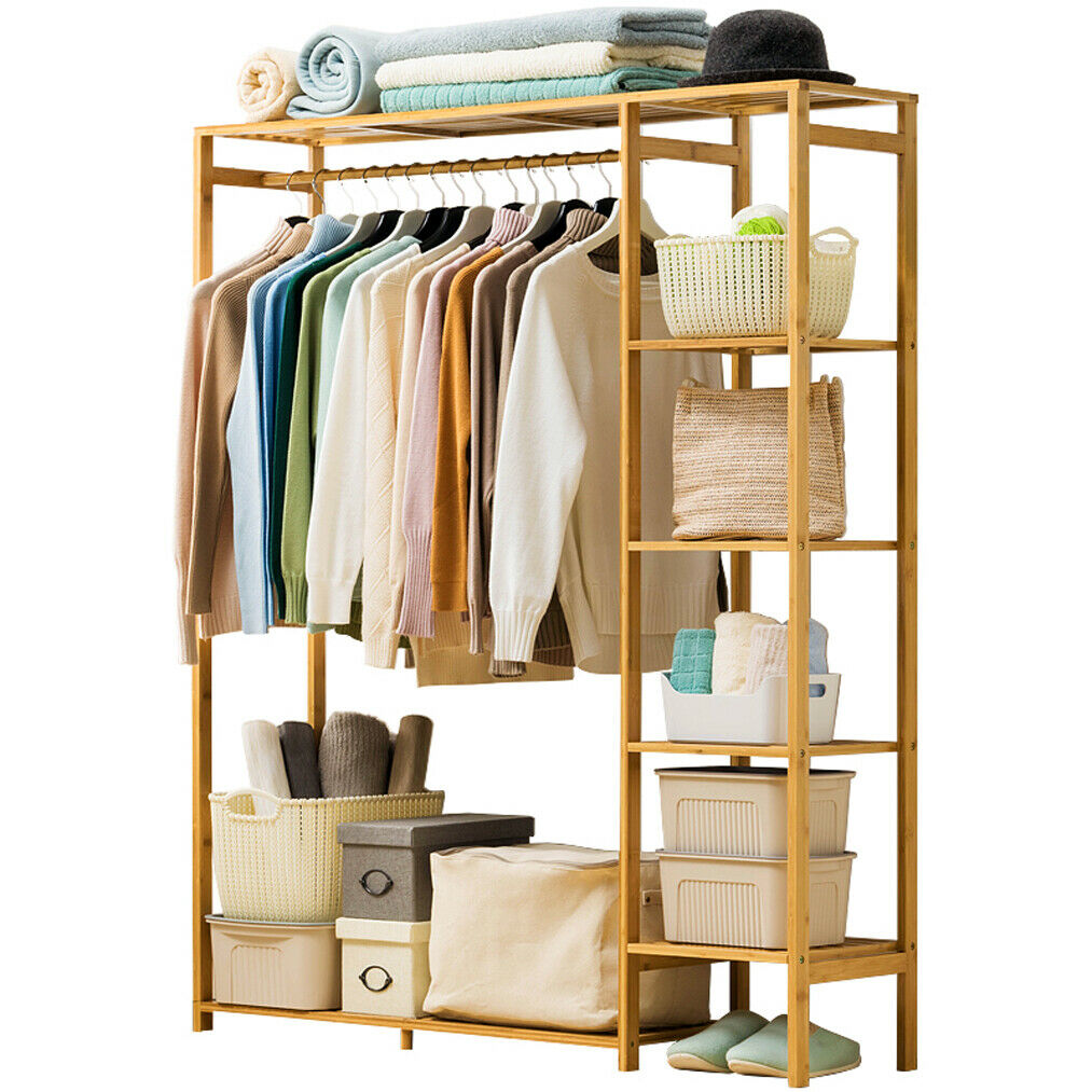 Bamboo Wood Clothing Garment Rack