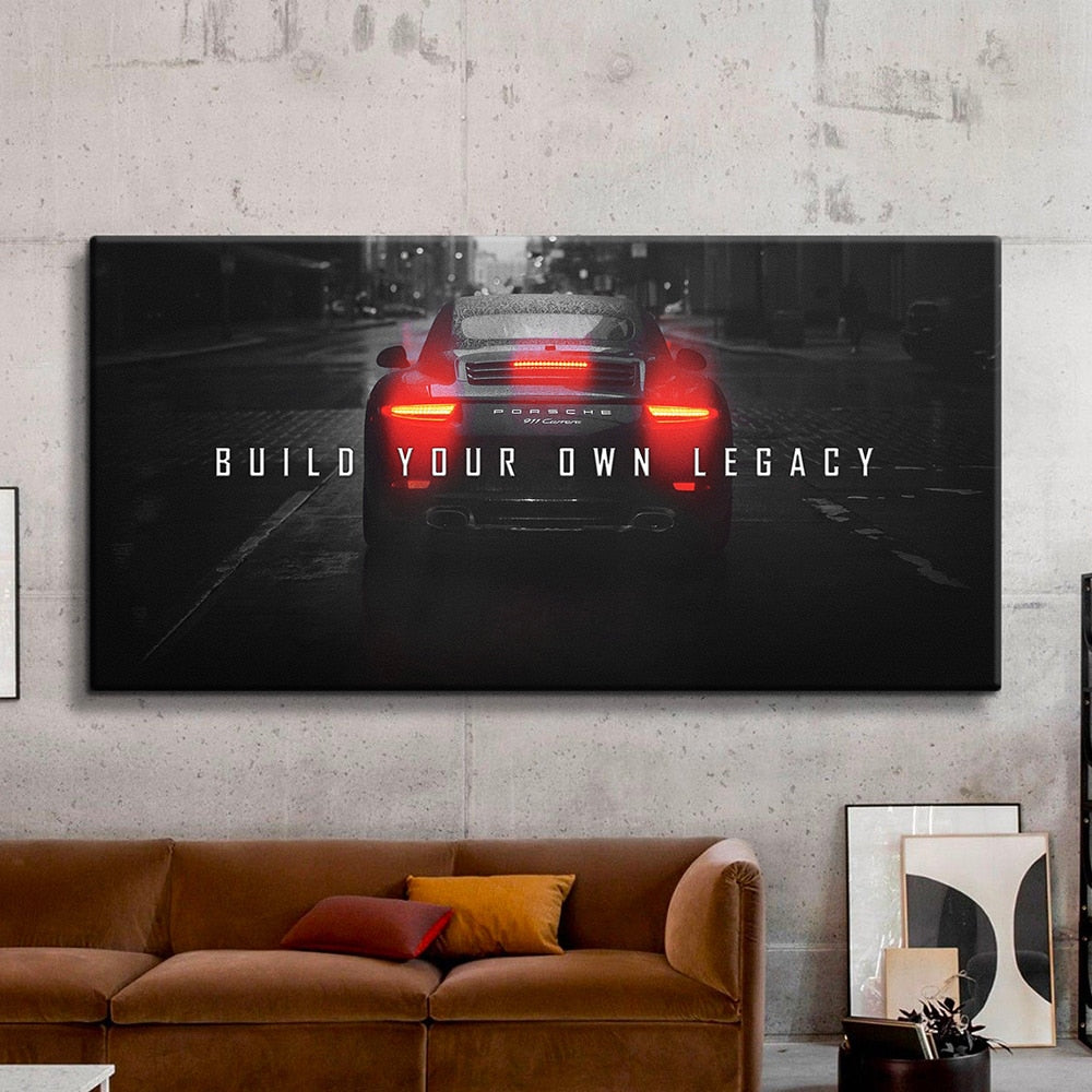 Chase Your Dream Quote Luxury Sports Car Wall Print