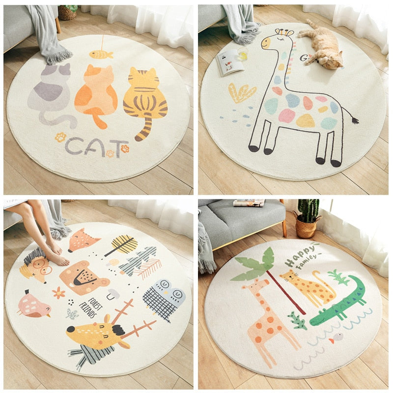 Cartoon Round Kids Bedroom Carpets