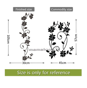 Black Flower Vine Wall Stickers