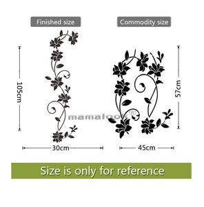 Black Flower Vine Wall Stickers