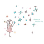 Flying Butterfly Girl Wall Stickers