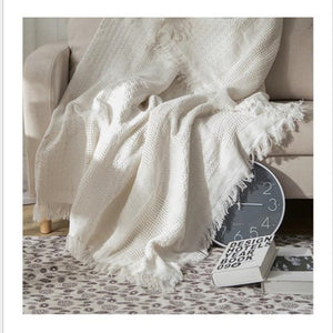 White Grid Cotton Blanket