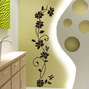 Black Flower Vine Wall Stickers