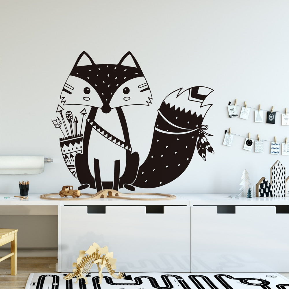 Cartoon Tribal Animals Vinyl Wall Sticker