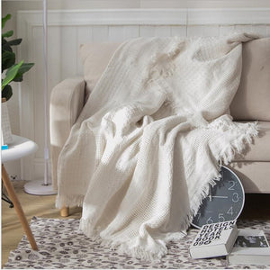 White Grid Cotton Blanket