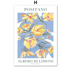 Orange Positano Lemon Flowers Wall Art