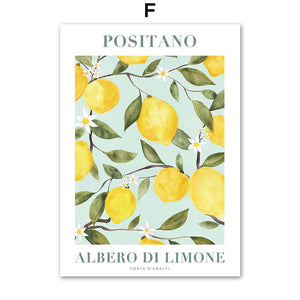 Orange Positano Lemon Flowers Wall Art