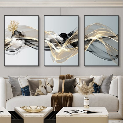 Nordic Luxury Ribbon Abstract Wall Art