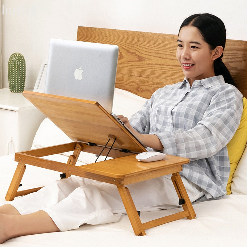 Bed folding notebook writing wooden table