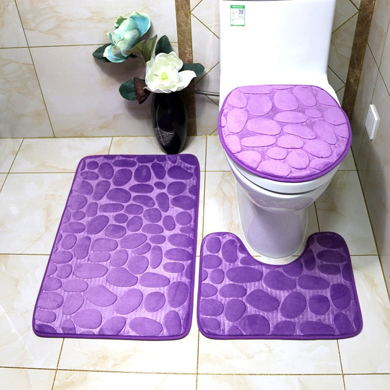 Non Slip Cobblestone Bath Mat set