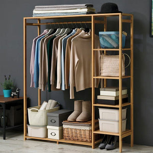 Bamboo Wood Clothing Garment Rack