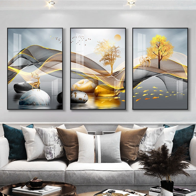 Nordic Luxury Ribbon Abstract Wall Art